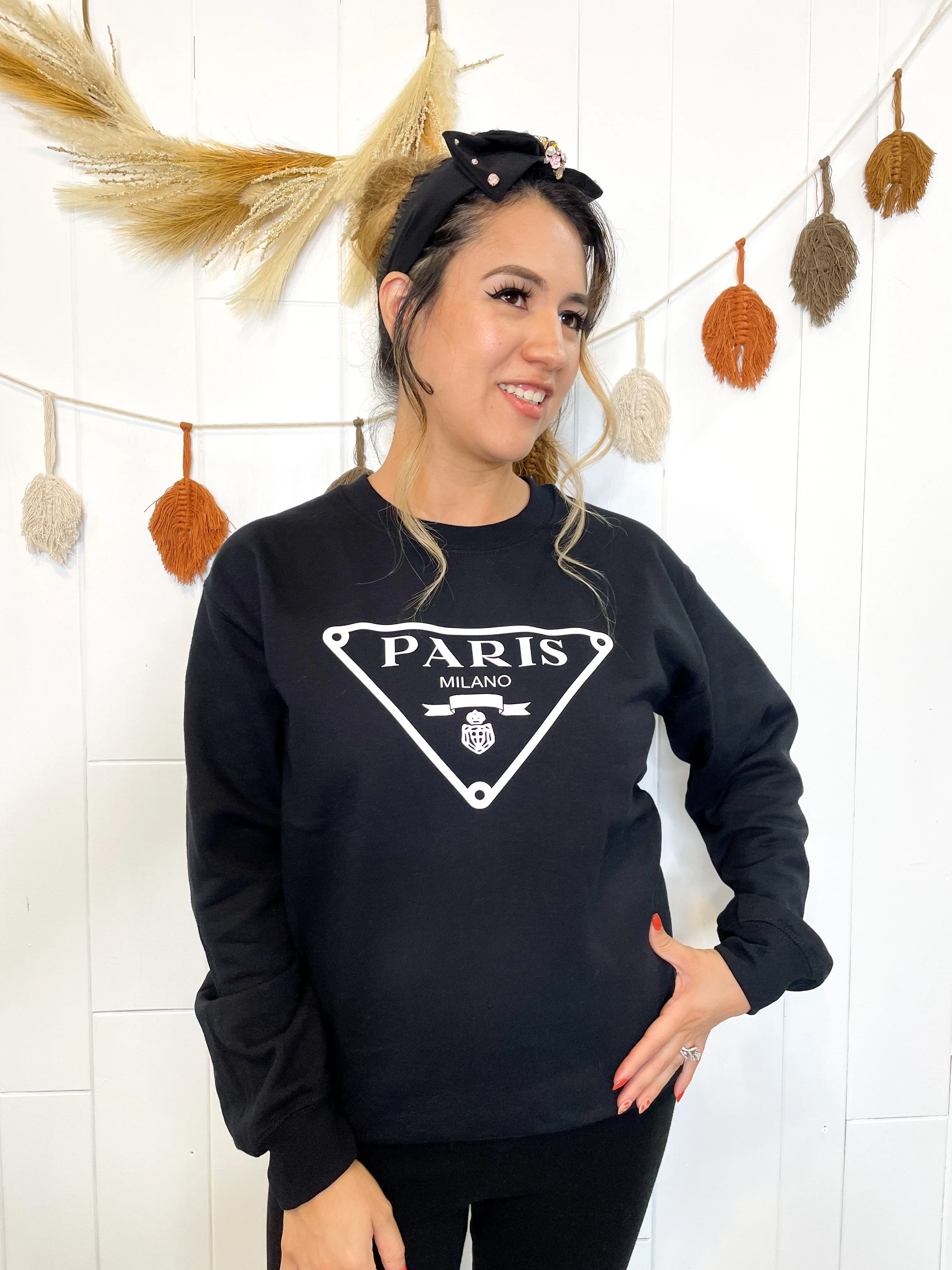 NEW - Paris Milano Black Sweatshirt - Mama and Mini Collection - Adult Sizing