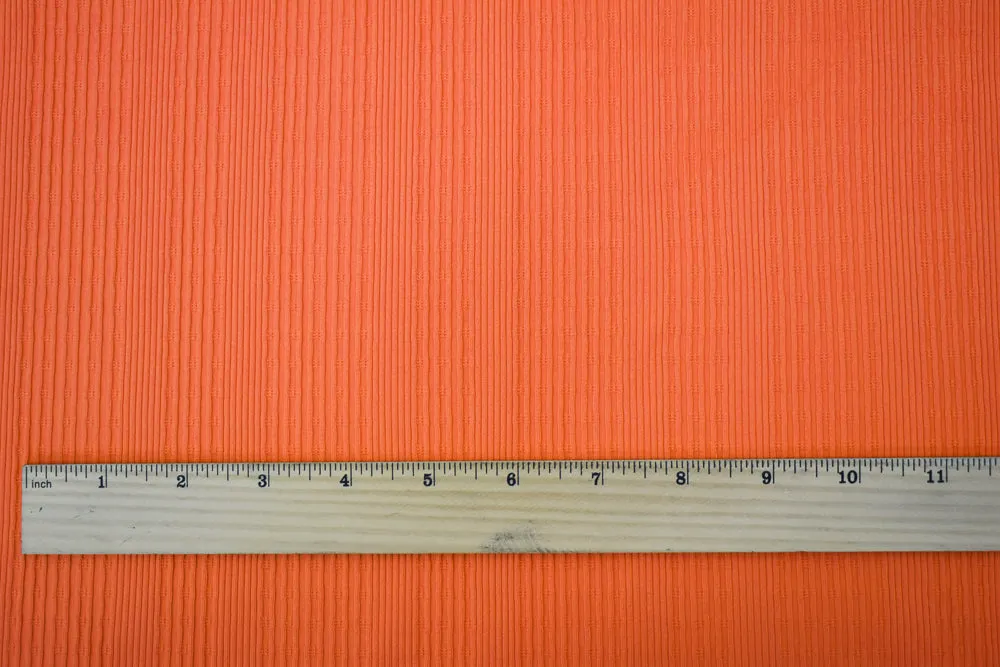 Orange Nylon Stretch Spandex Multi Rib Knit Fabric