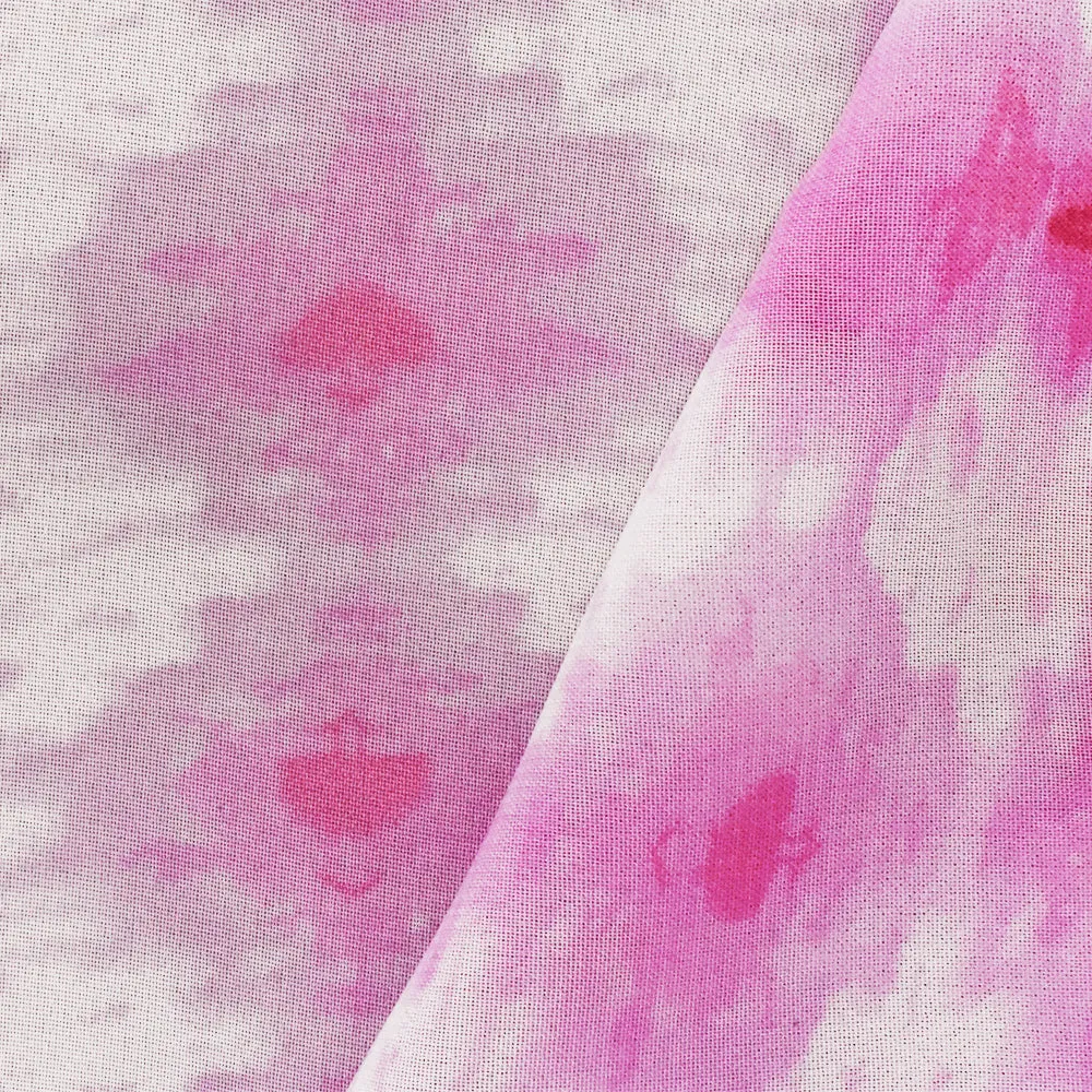 Pink-White Abstract Printed Poly Chiffon Woven Fabric