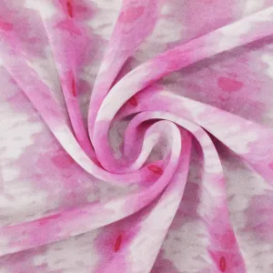 Pink-White Abstract Printed Poly Chiffon Woven Fabric