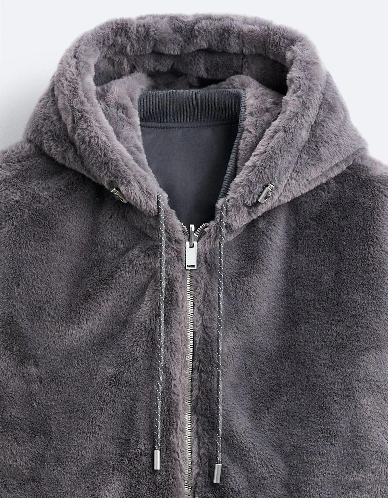 Plush Hooded Faux Fur Jacket - Cozy and Stylish Outerwear for Cold Weather- Double-Sided Design with Stick Pockets