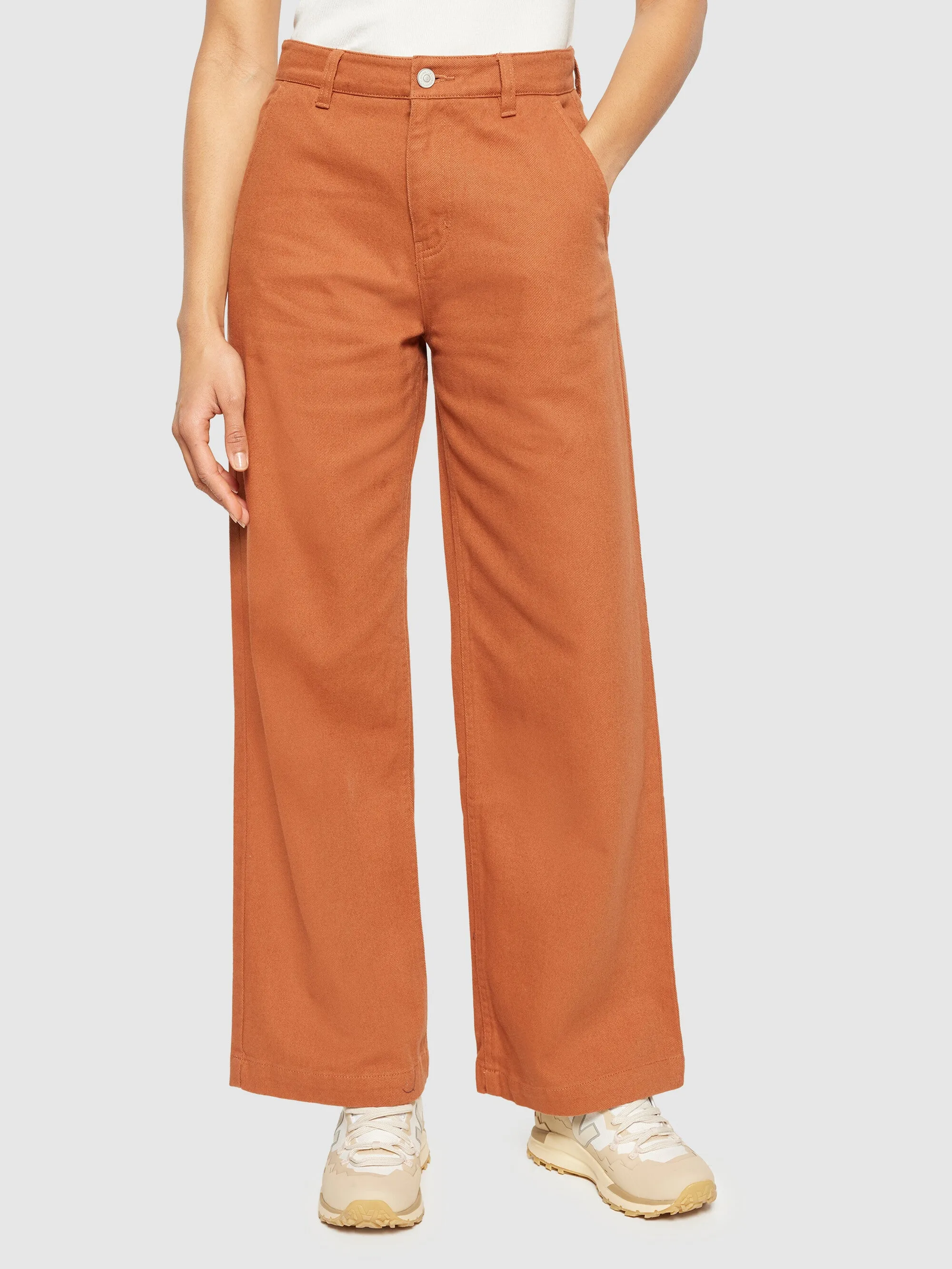 POSEY wide mid-rise twill pant - GOTS/Vegan - Mocha Bisque