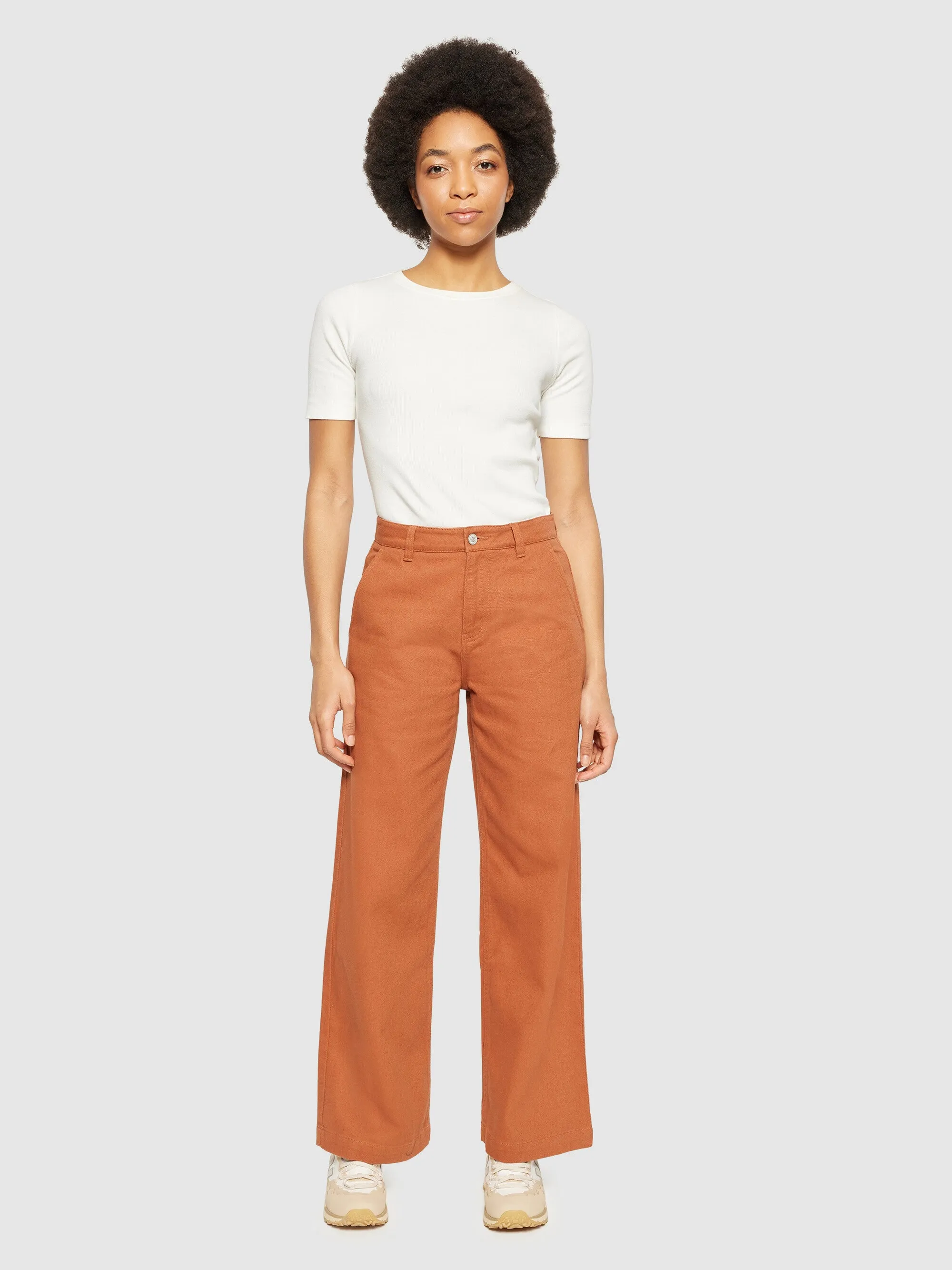 POSEY wide mid-rise twill pant - GOTS/Vegan - Mocha Bisque