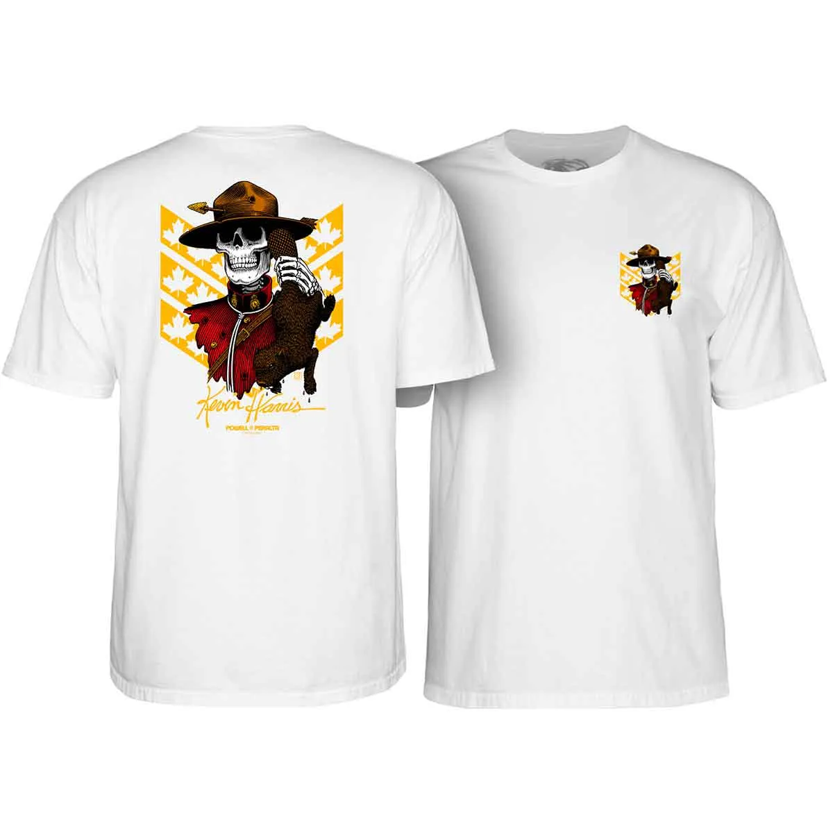 POWELL-PERALTA T-SHIRT KEVIN HARRIS MOUNTIE WHITE