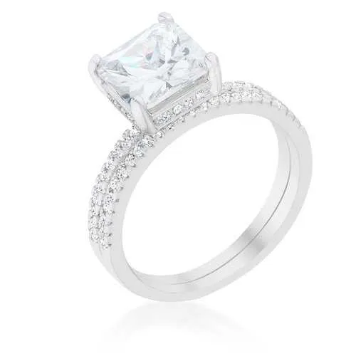 Princess Solitaire Wedding Set Ring