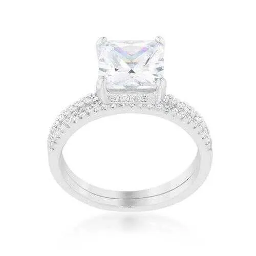 Princess Solitaire Wedding Set Ring