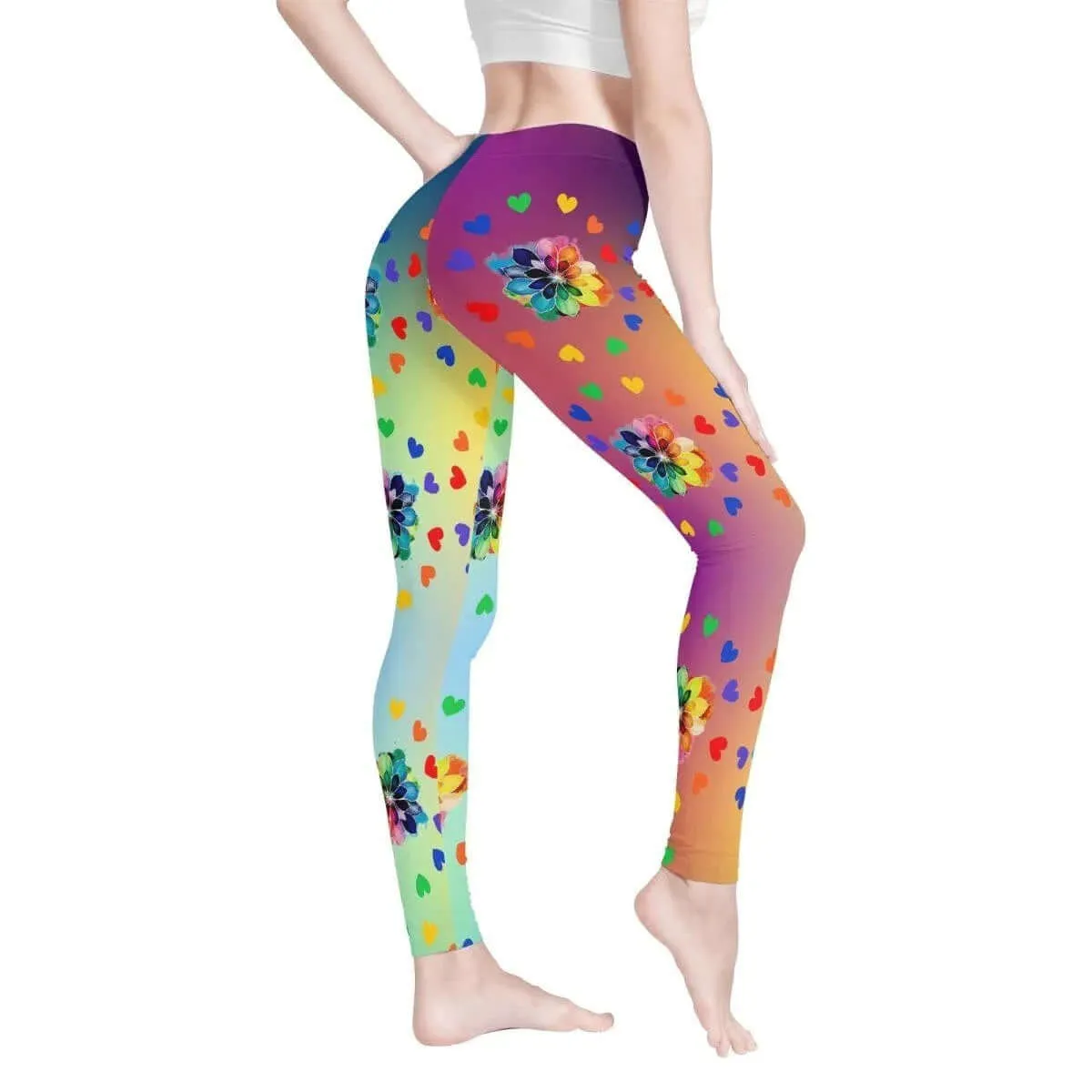 Rainbow Flower Yoga Pants