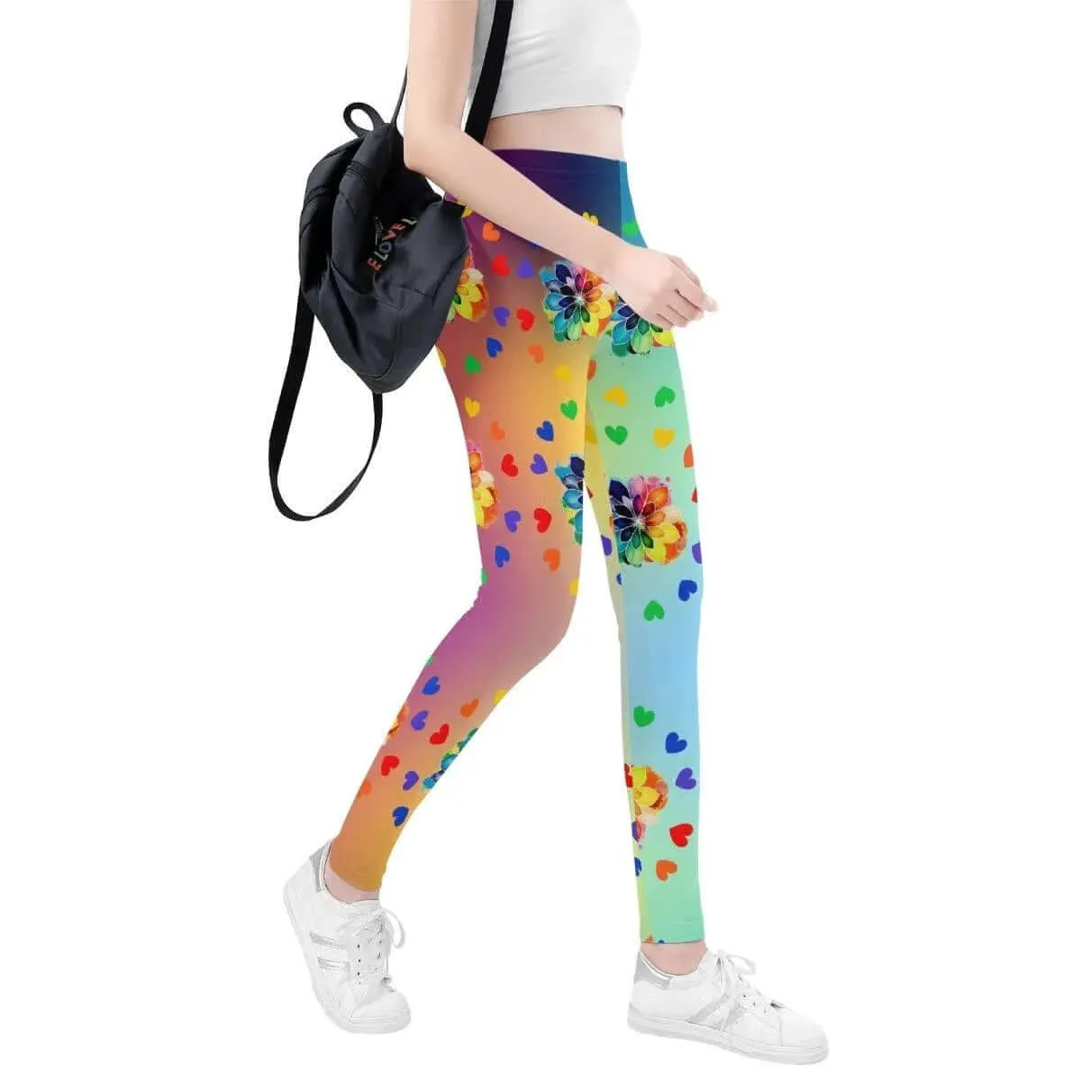 Rainbow Flower Yoga Pants