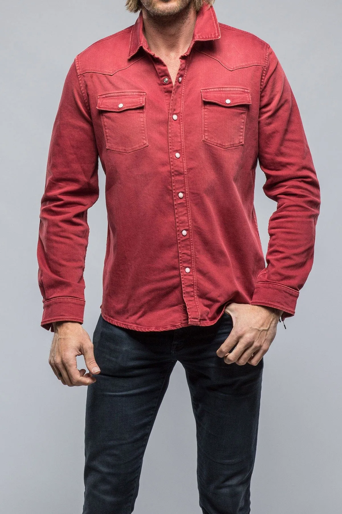 Ranger Colored Denim Snap Shirt In Cherry