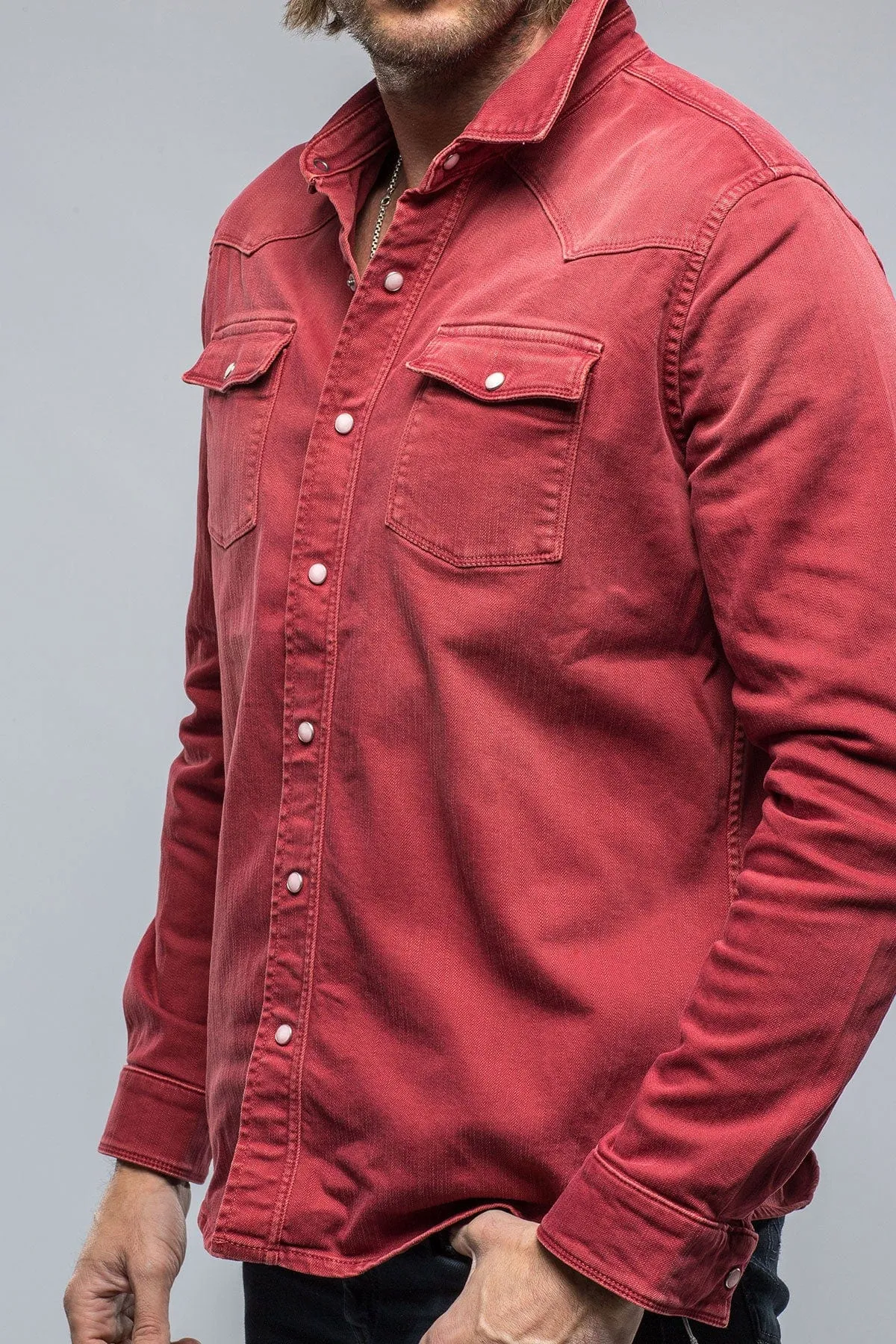 Ranger Colored Denim Snap Shirt In Cherry