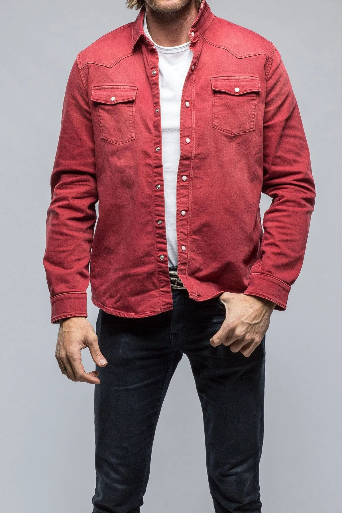 Ranger Colored Denim Snap Shirt In Cherry