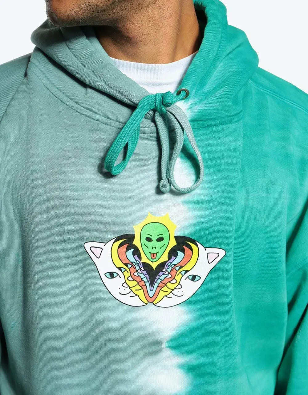 RIPNDIP Splitting Heads Pullover Hoodie - Teal/Grey Split Wash