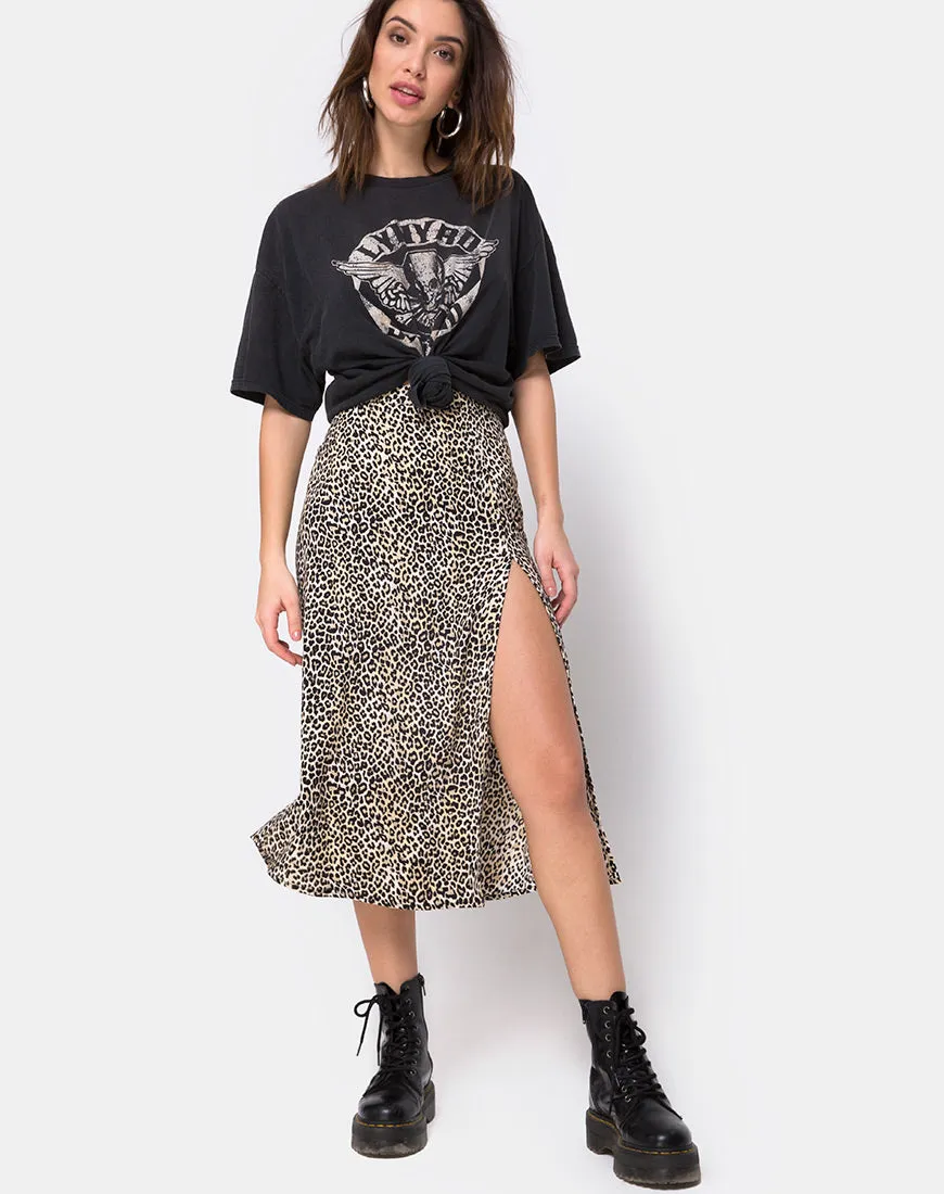 Saika Midi Skirt in Rar Leopard Brown