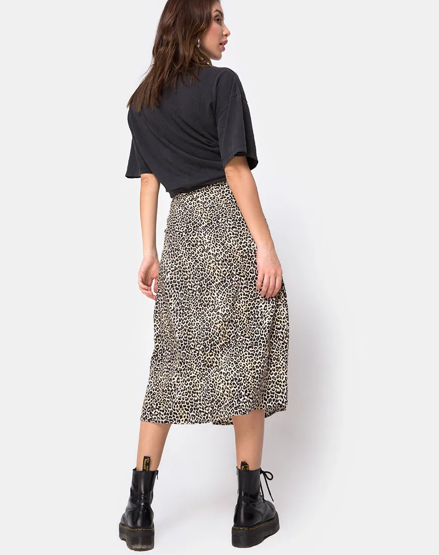 Saika Midi Skirt in Rar Leopard Brown