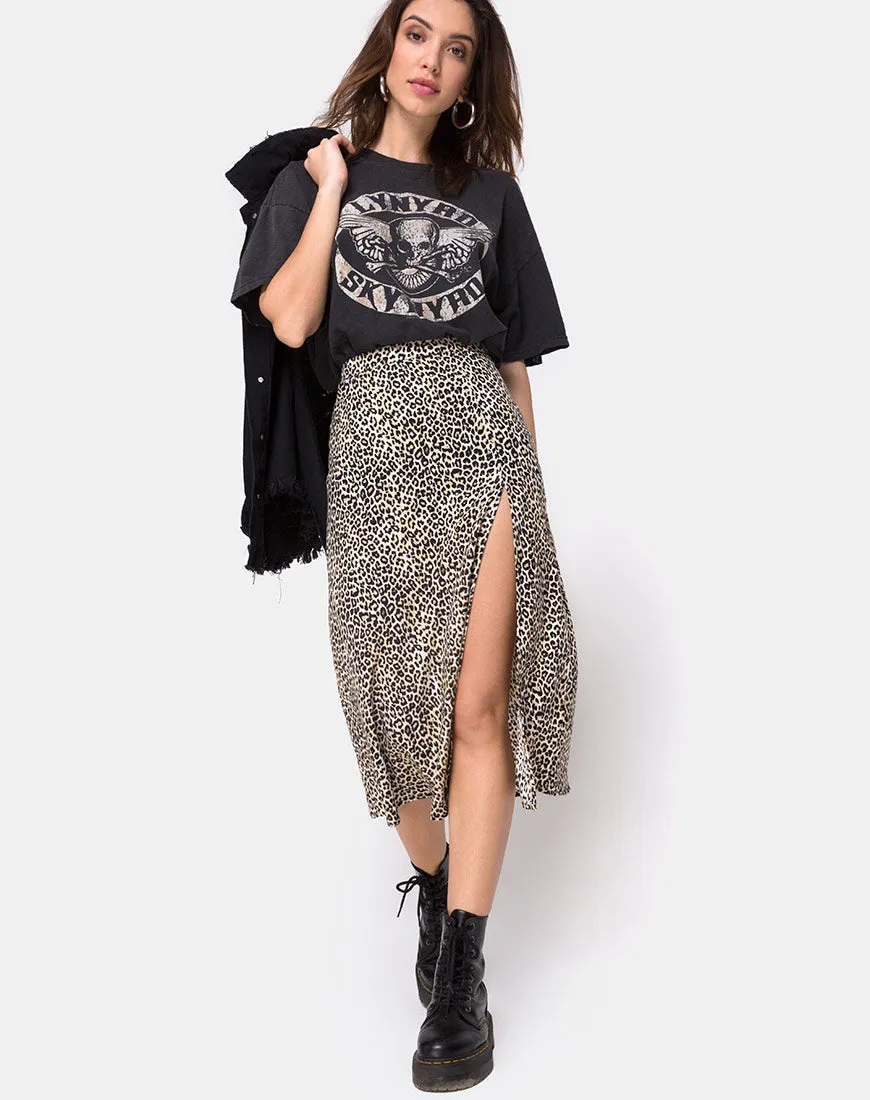 Saika Midi Skirt in Rar Leopard Brown