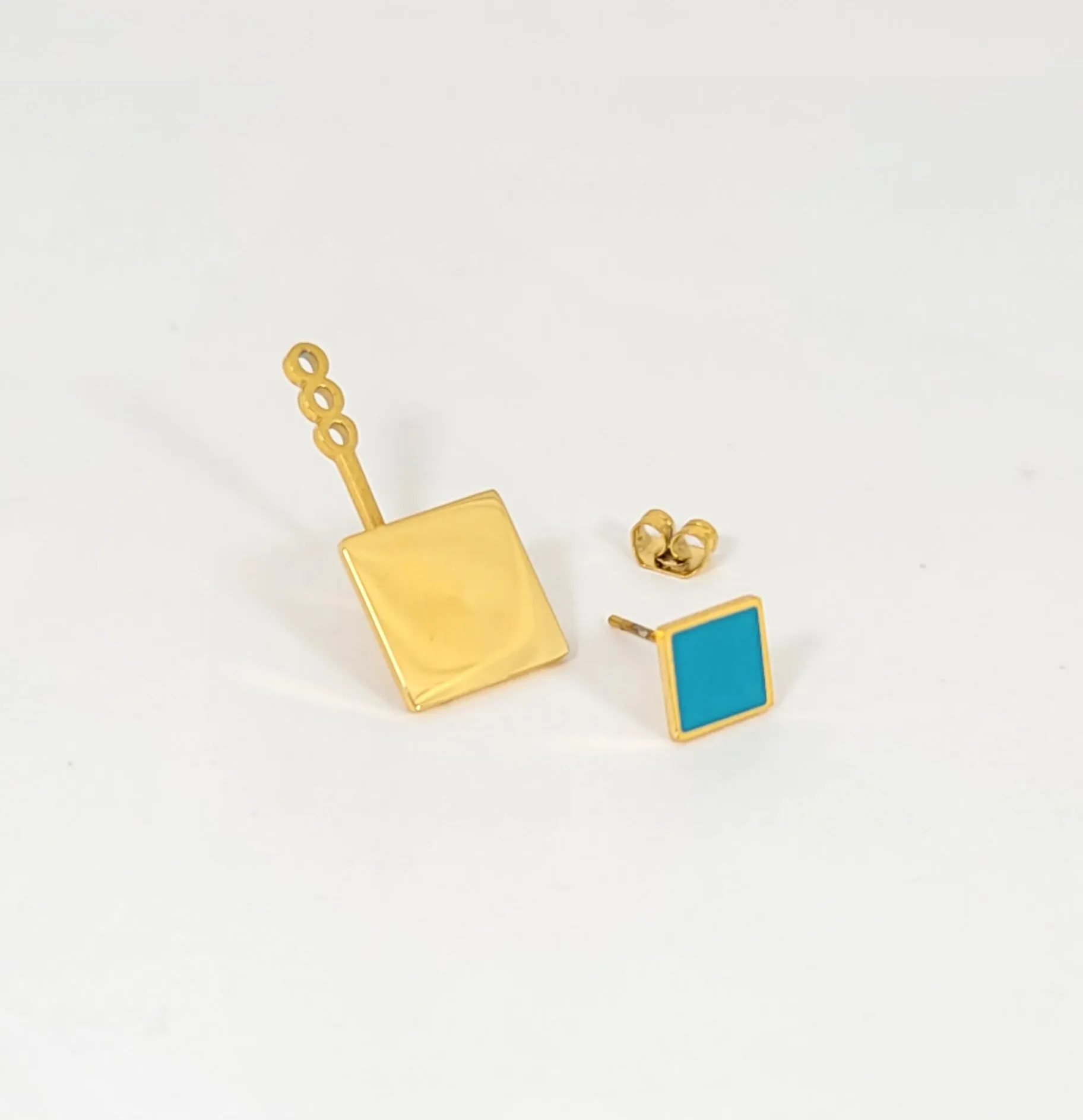 Teal Geometry Earrings