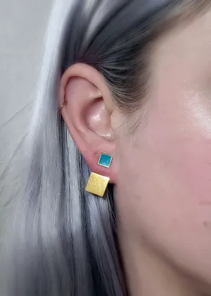 Teal Geometry Earrings