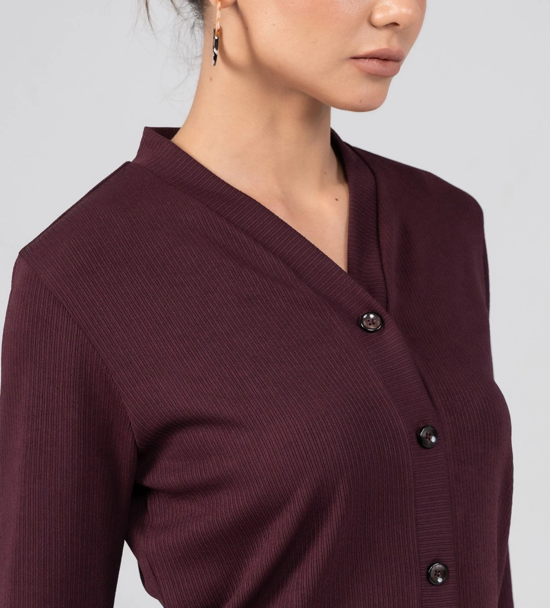 Textured Rib Knit wine Top