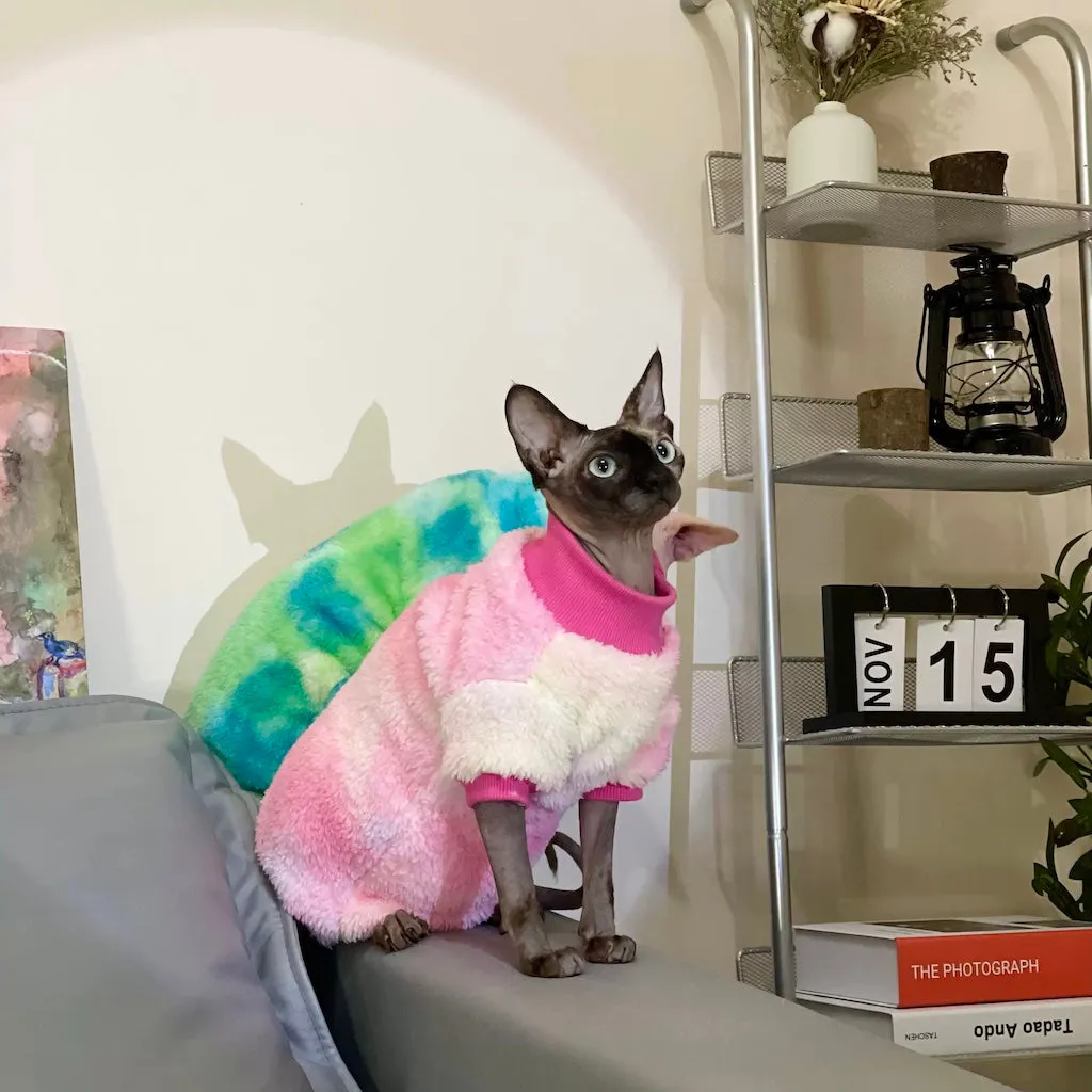 Tie Dye Sphynx Cat Fleece Onesies and Sweaters