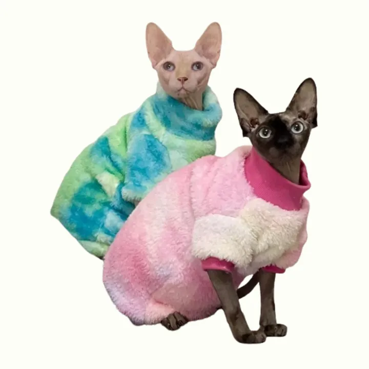 Tie Dye Sphynx Cat Fleece Onesies and Sweaters