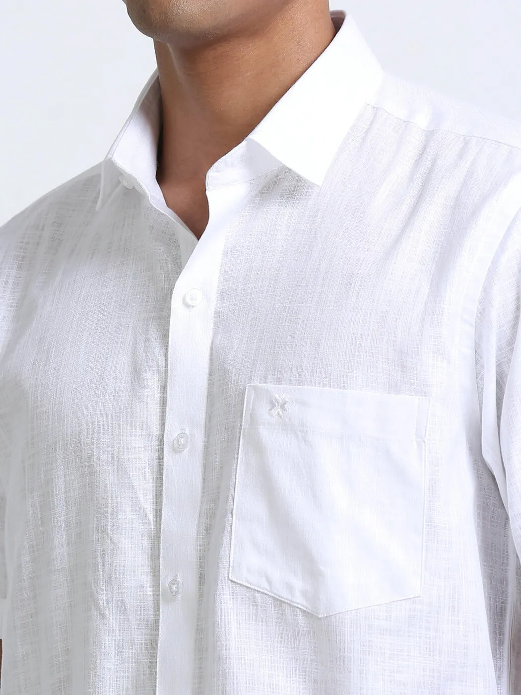 Time Cotton Finish White Shirt Half Sleeve