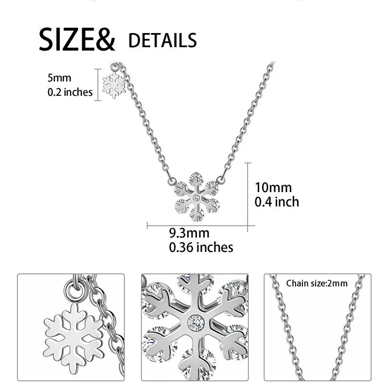 Tokyo Mart Snowflake Necklace for Women Girls Christmas Gift Jewelry Stainless Steel