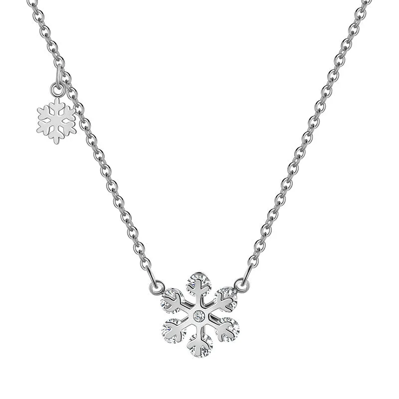 Tokyo Mart Snowflake Necklace for Women Girls Christmas Gift Jewelry Stainless Steel