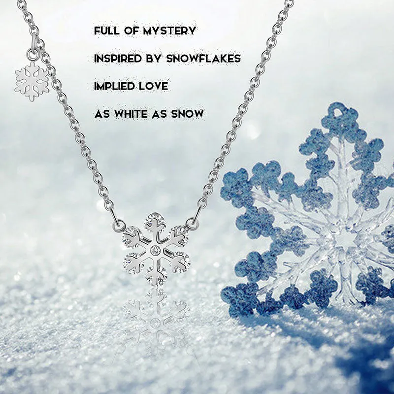 Tokyo Mart Snowflake Necklace for Women Girls Christmas Gift Jewelry Stainless Steel