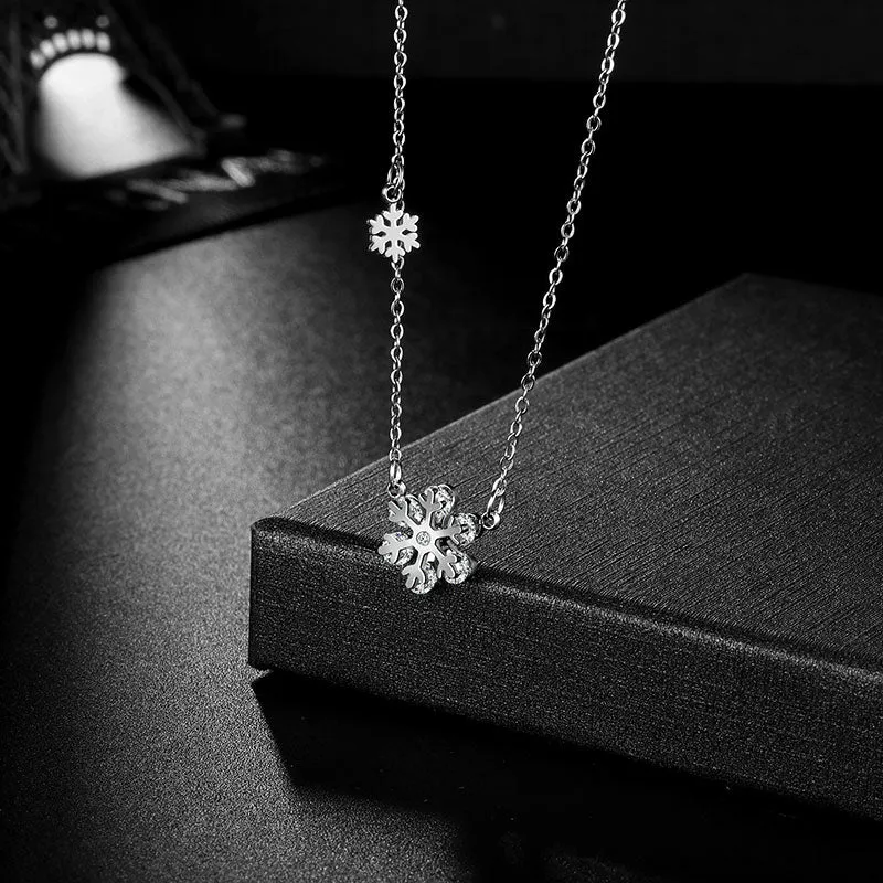 Tokyo Mart Snowflake Necklace for Women Girls Christmas Gift Jewelry Stainless Steel