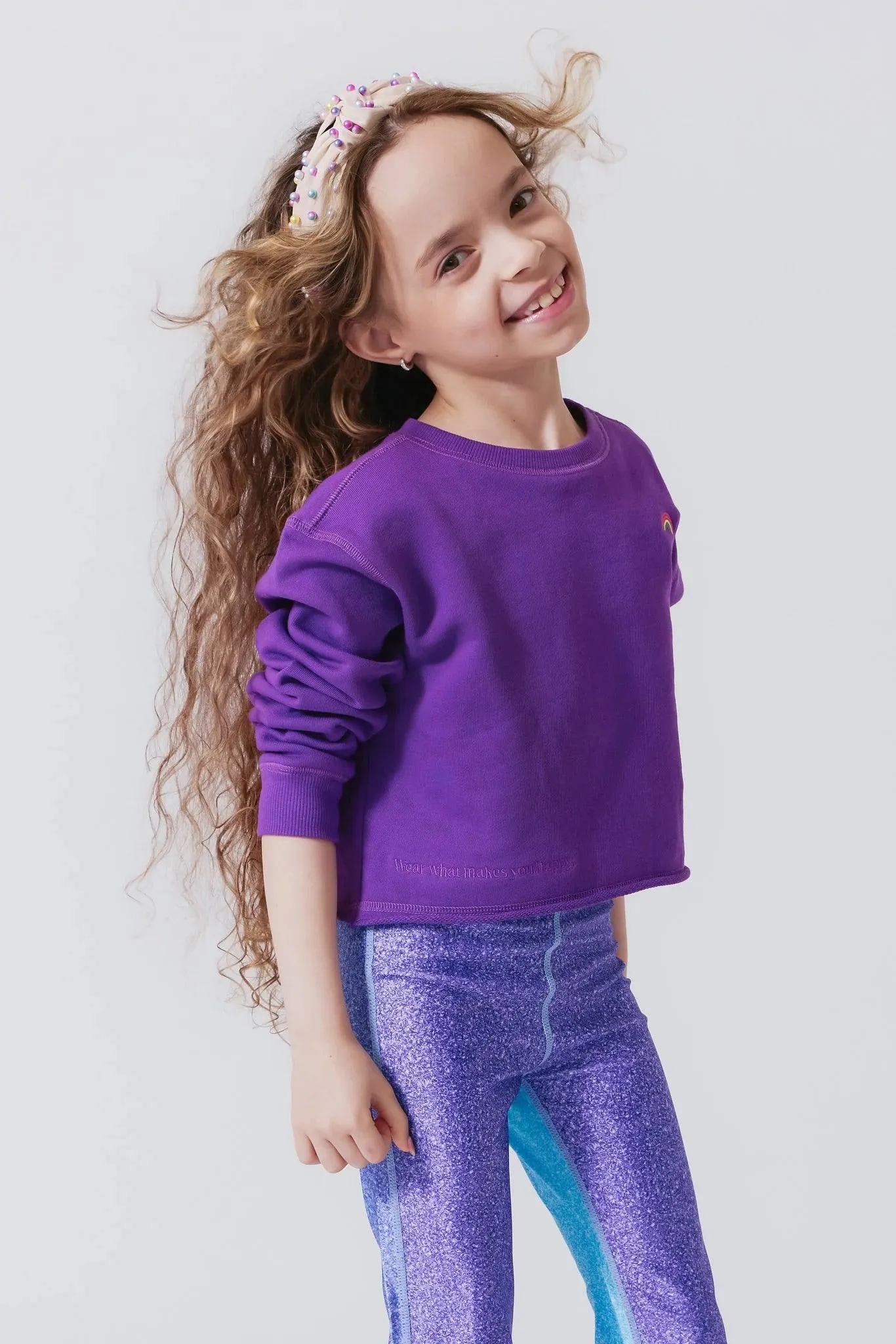 Tween Sweater | Raw Hem Cropped Crew- Provence Lavender | Terez