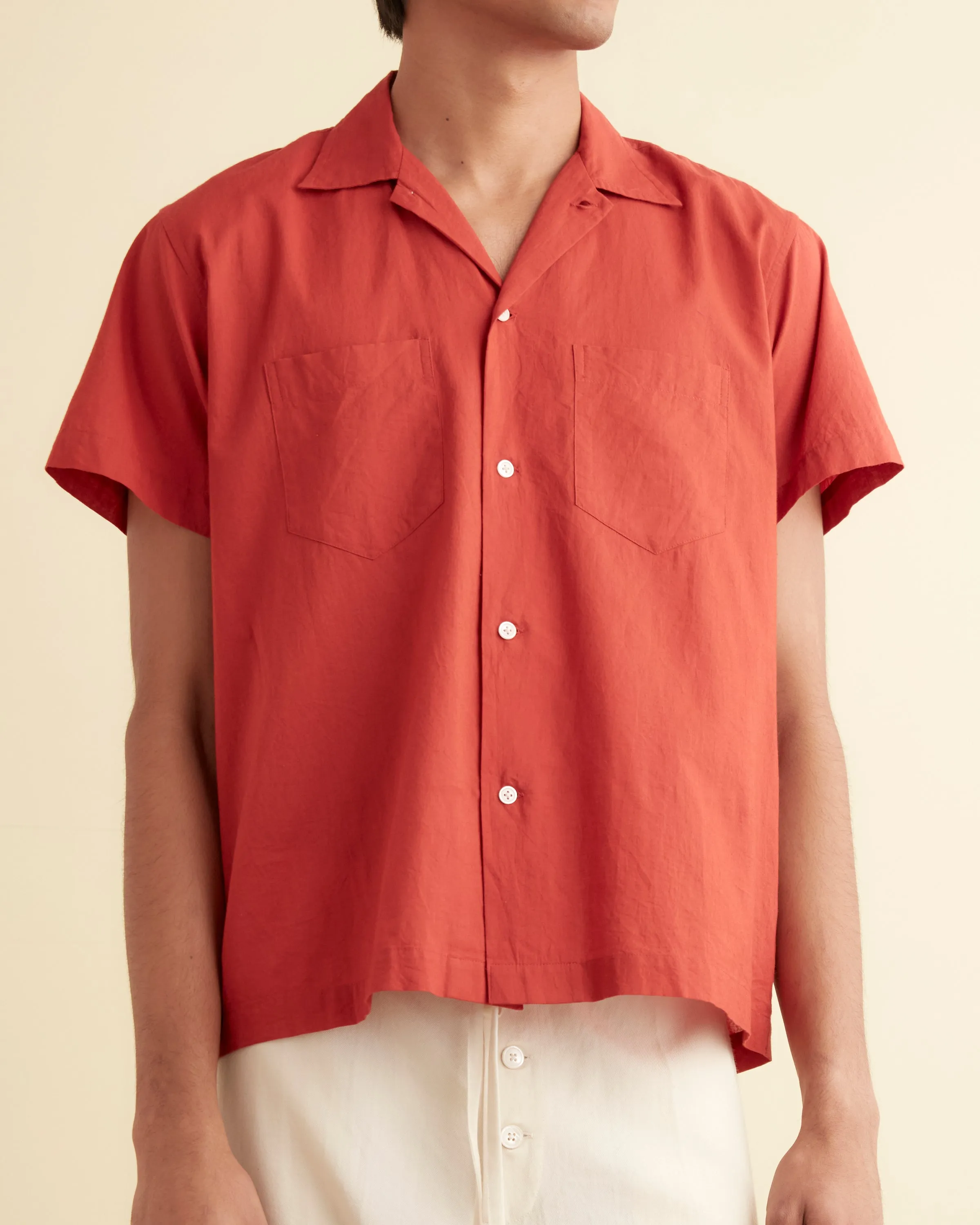 Voile Double Pocket Short Sleeve Shirt - Merlot