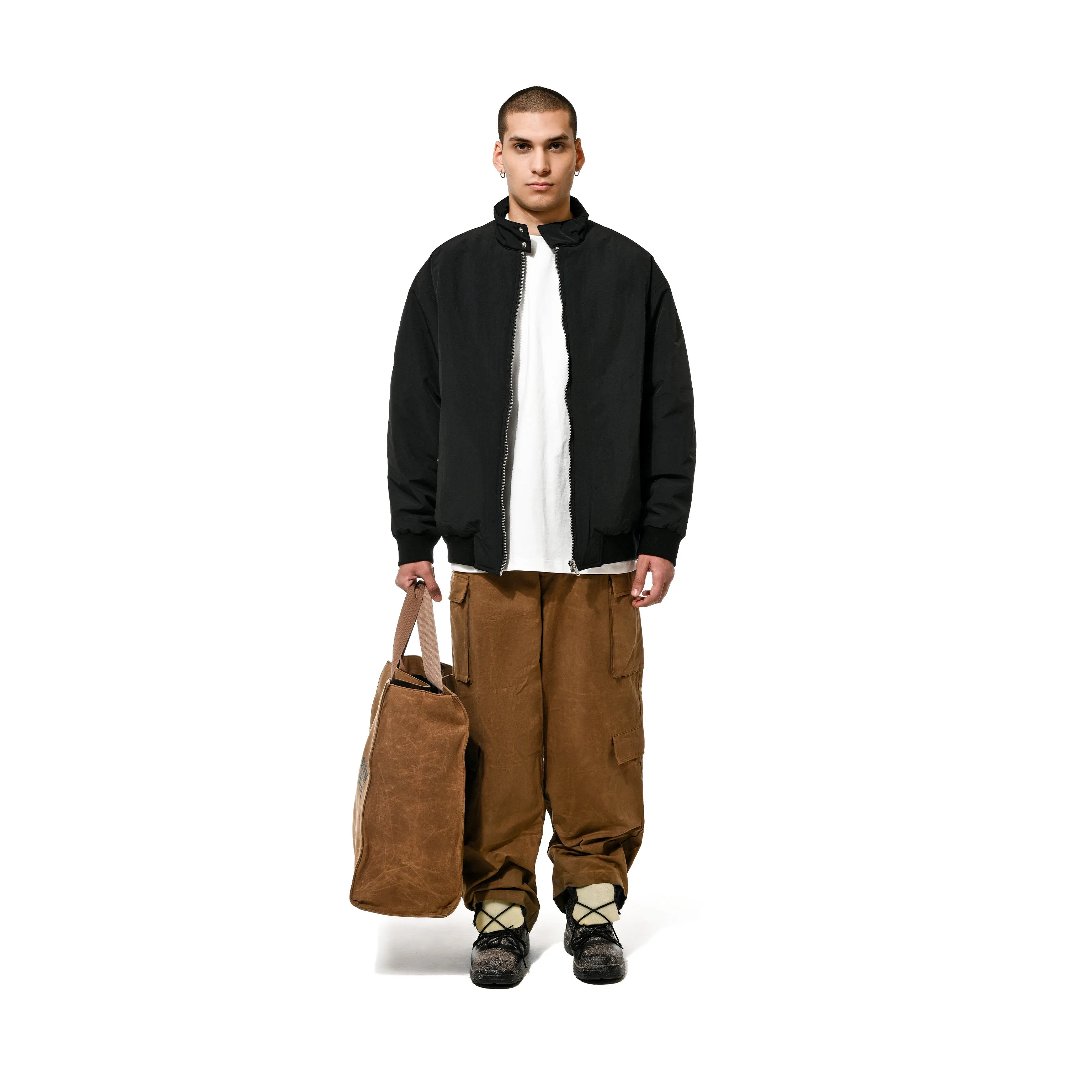 WAXED CARGO PANTS - BROWN