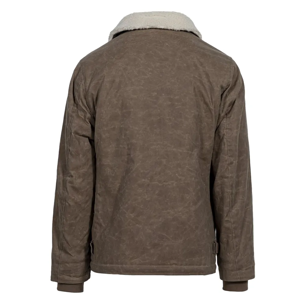 Waxed Cotton Work Jacket with Sherpa Collar