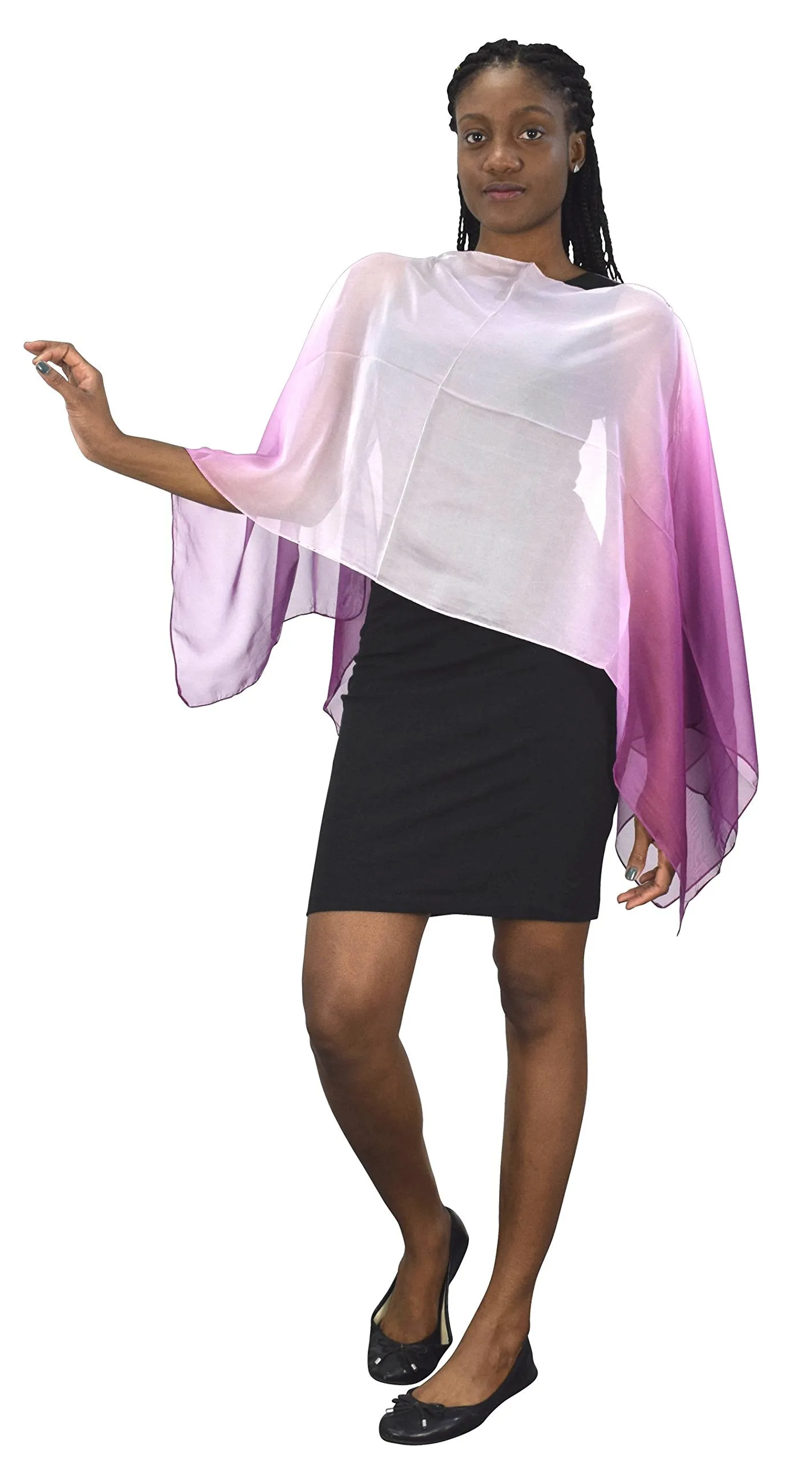 Womens Light Weight Sheer Poncho Shawl Convertible Sun Scarf