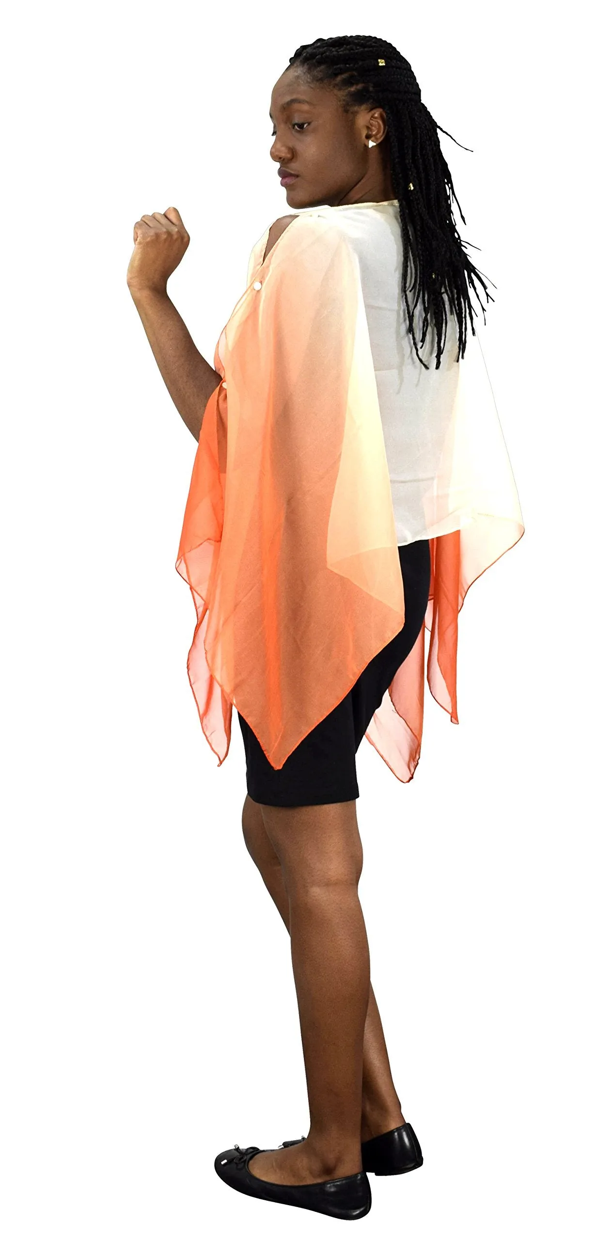 Womens Light Weight Sheer Poncho Shawl Convertible Sun Scarf