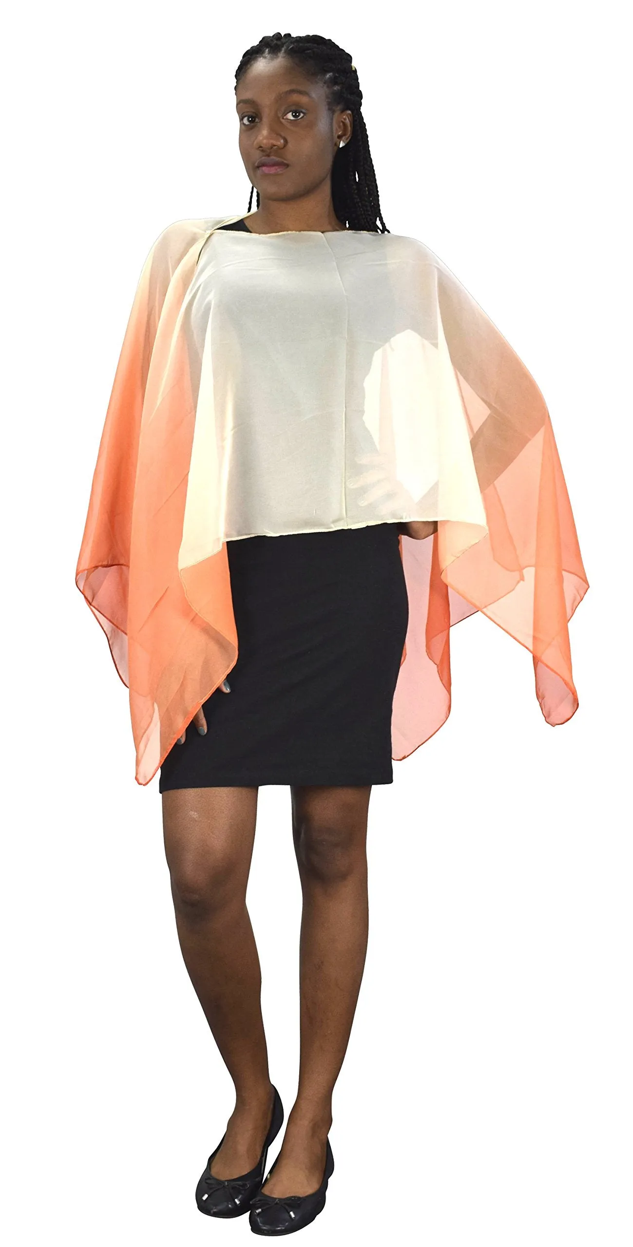 Womens Light Weight Sheer Poncho Shawl Convertible Sun Scarf