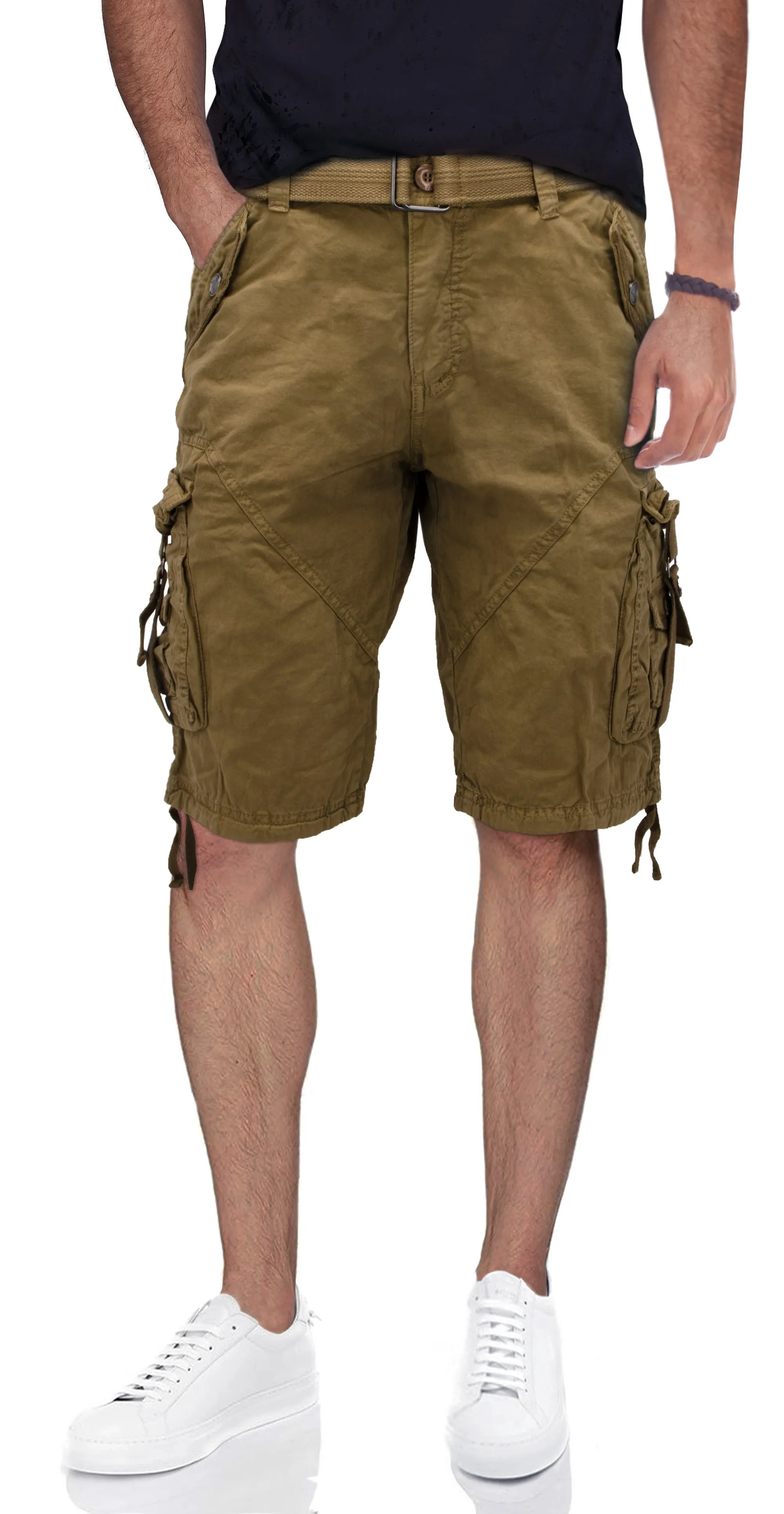 X RAY Mens Tactical Bermuda Cargo Shorts Camo and Solid Colors 12.5" Inseam Knee Length Classic Fit Multi Pocket Capri Pants