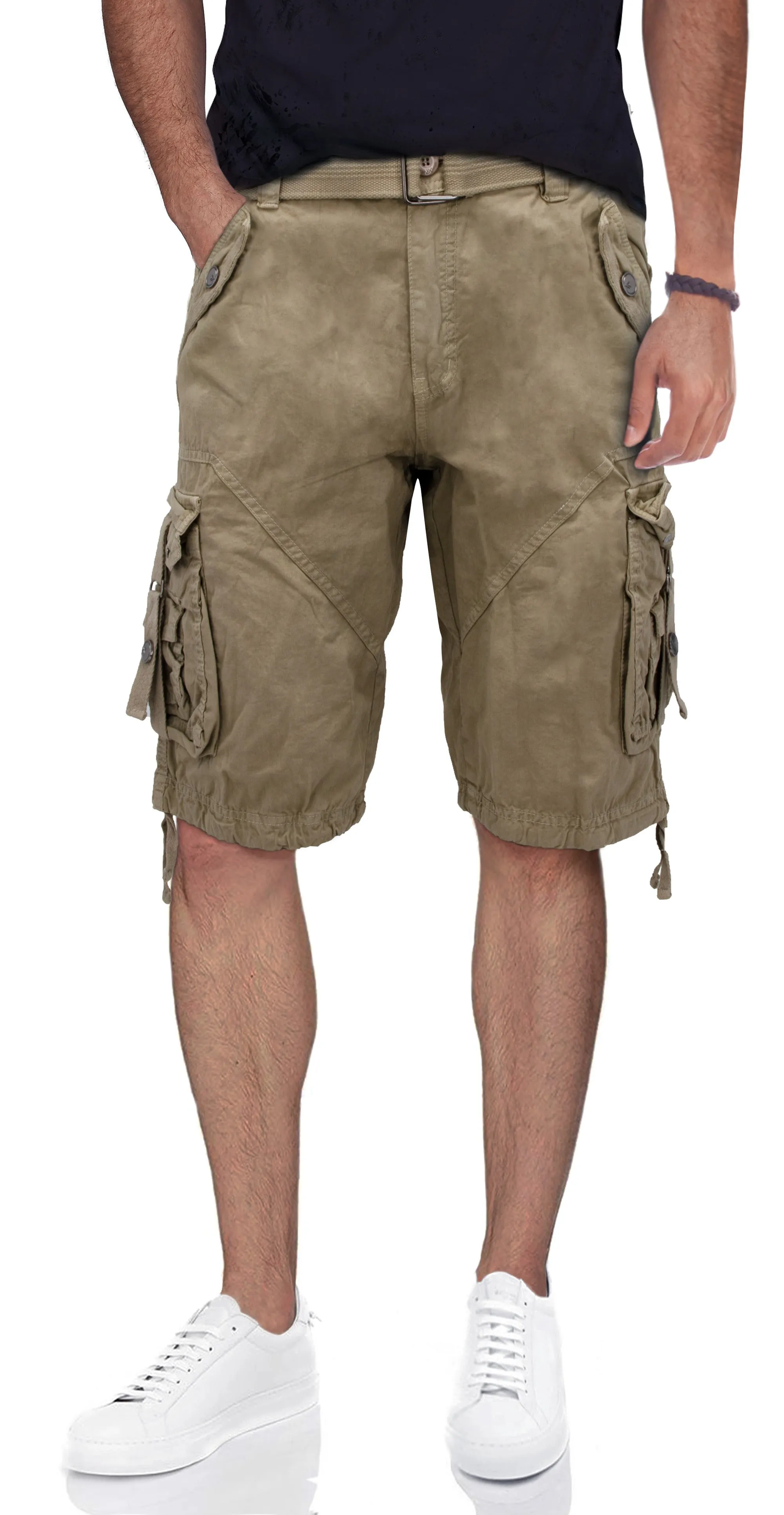 X RAY Mens Tactical Bermuda Cargo Shorts Camo and Solid Colors 12.5" Inseam Knee Length Classic Fit Multi Pocket Capri Pants