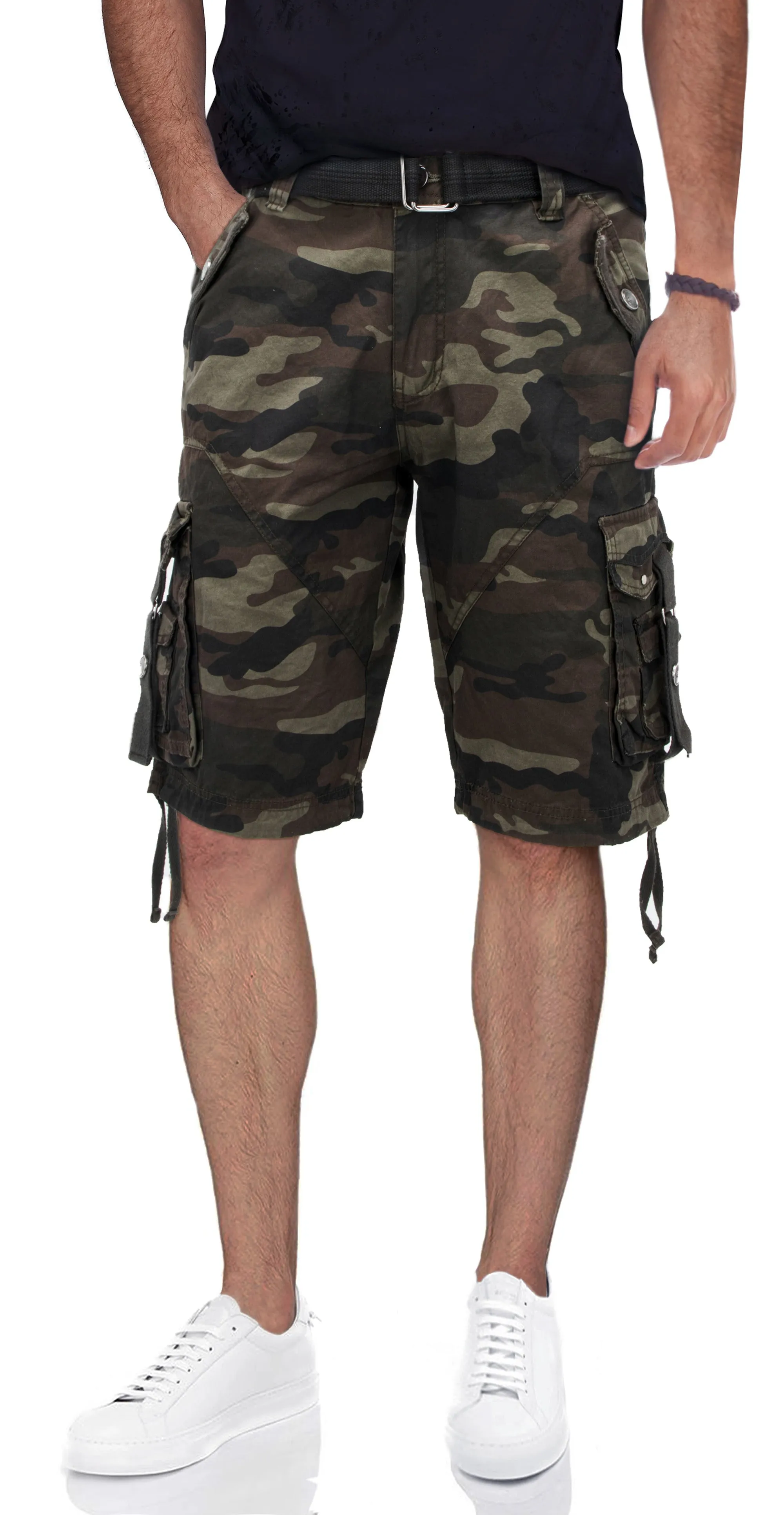 X RAY Mens Tactical Bermuda Cargo Shorts Camo and Solid Colors 12.5" Inseam Knee Length Classic Fit Multi Pocket Capri Pants